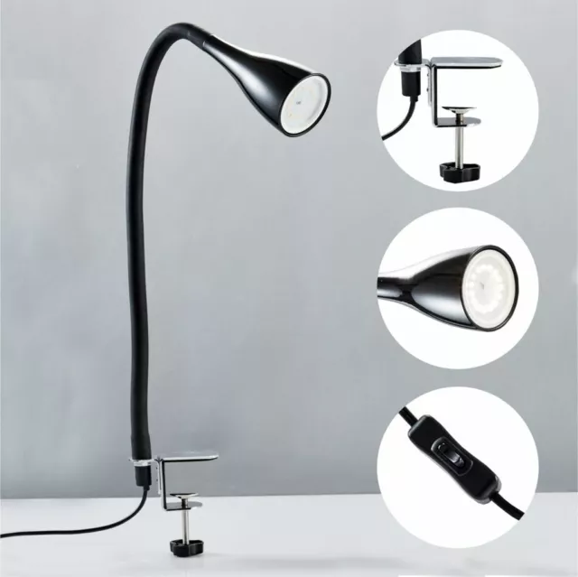 Klemmleuchte schwarz/weiß flexible Leselampe Tisch-Lampe dimmbar GU10 B.K.Licht 3
