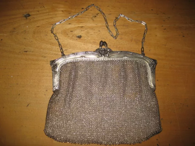 .800 Silber Tasche Jugendstil Silberkette Theatertasche TOPTEIL !!!