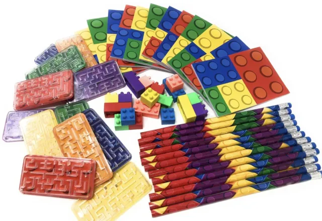Building Blocks Party Favors Pack~Makes 12~Birthday-Class ~Pencil-NotePad + More