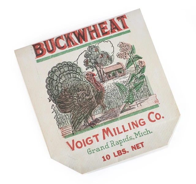 Vintage Unused Buckwheat Advertising Bag - Voigt Milling Co., Grand Rapids, MI