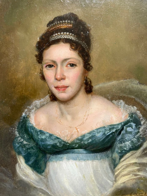 Tableau Huile Sur Toile 19ème - Portrait Jeune Fille Juive "Rachel", École Française, Occasion Excellent état