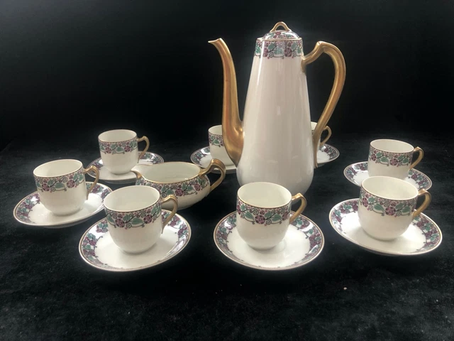 Servicio de Café Arte Deco pirkenhammer Porcelana Checoslovaquia daté1937