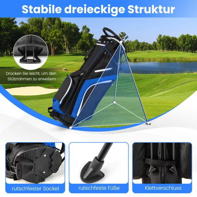 Golfbag Standbag Golftasche mit 6 Taschen wasserdicht mit Regenhaube 2
