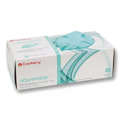 Cranberry CR3027 AquaPrene Chloroprene Examination Gloves Medium 200/Box