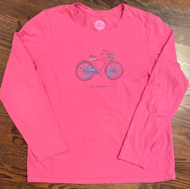 Life Is Good Go Places Bike Classic Fit Tee Shirt Woman's Large