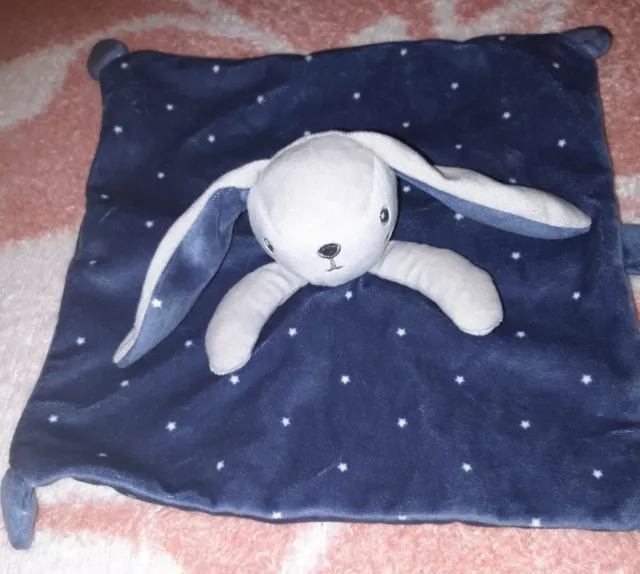 DPB /Doudou plat  Lapin bleu nuit étoiles attache tétine Simba Toys TTBE