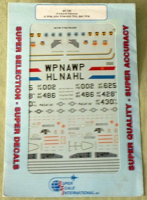 Microscale Decals Racing MICROSCALE DECALS 48-138 F-16A F-16B Falcon decal in 1:48 Scale £8.00 ...