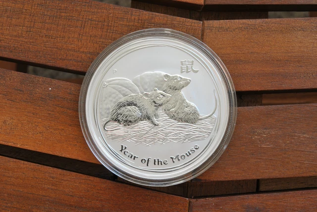 2008 Australia silver lunar year of the Mouse 1 oz  GEM/BU
