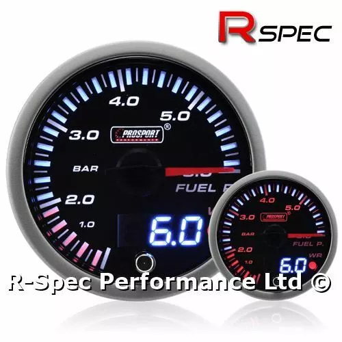 Prosport 60mm JDM Dual Display Stepper Motor Warning Fuel Pressure Gauge - BAR