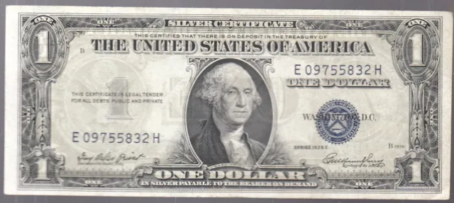 1935-E $1 One Dollar Silver Certificate Blue Seal  Circulated