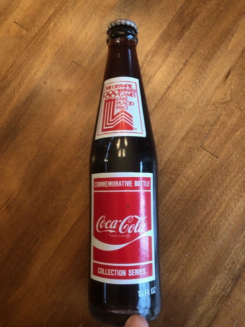 VINTAGE COCA COLA 10oz COMMEMORATIVE BOTTLE 1980 LAKE PLACID WINTER OLYMPICS SKA