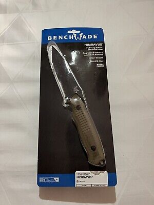BENCHMADE 141sbksn Nimravus Tanto Tan Serrated fixed blade tactical knife
