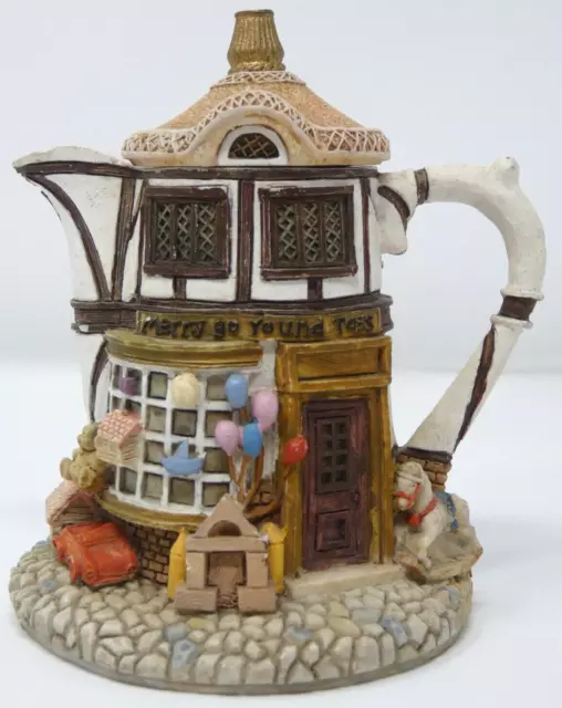 Hometown Teapot Cottages Merry Go Round Toys Toy Shop w/Lid