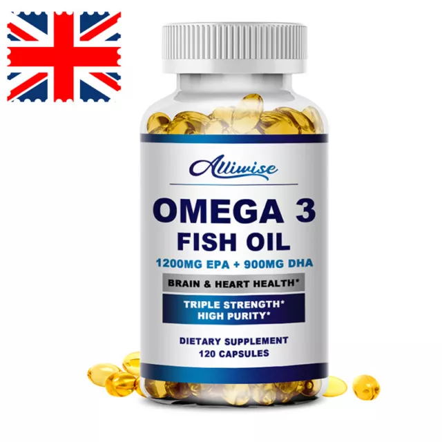 Omega 3 Fish Oil 1200mg - 120 Capsules High Strength -DHA 1200mg &amp; EPA 900mg