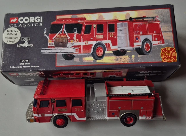 CORGI E-ONE SIDE Mount Pumper Fire Engine Boston Fire Dept 1