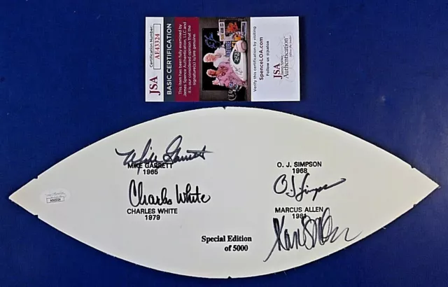 USC HEISMAN TROPHY SIGNED FOOTBALL PANEL 4 AUTO  OJ Simpson Marcus Allen JSA COA