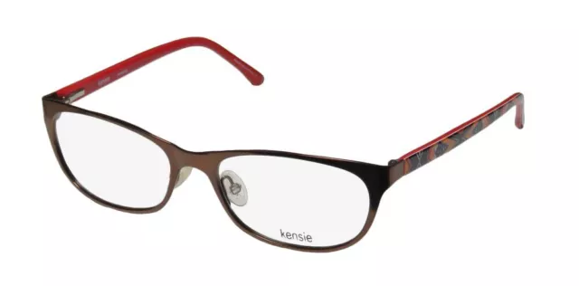 New Kensie Romantic Eyewear Br Womens Brown Full-Rim 54-17-135 Designer Metal &