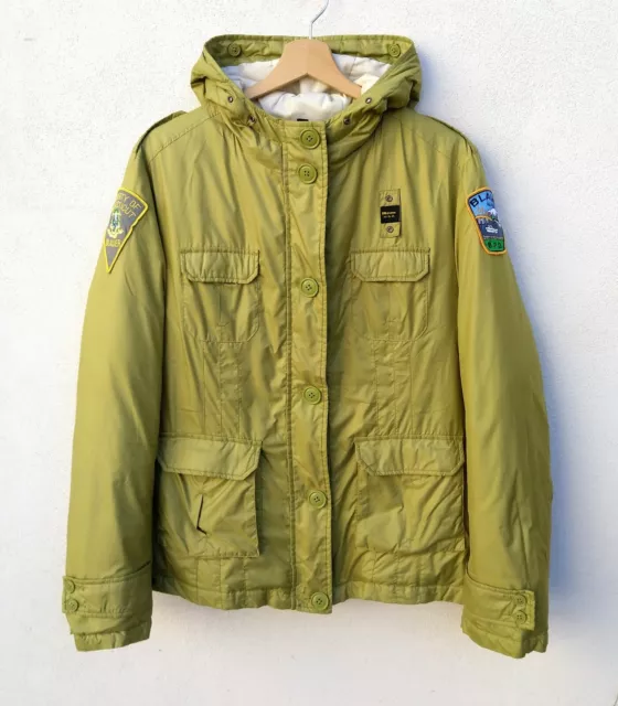 Giubbotto BLAUER Uomo M Piumino con cappuccio Giubbino Giacca Invernale Verde