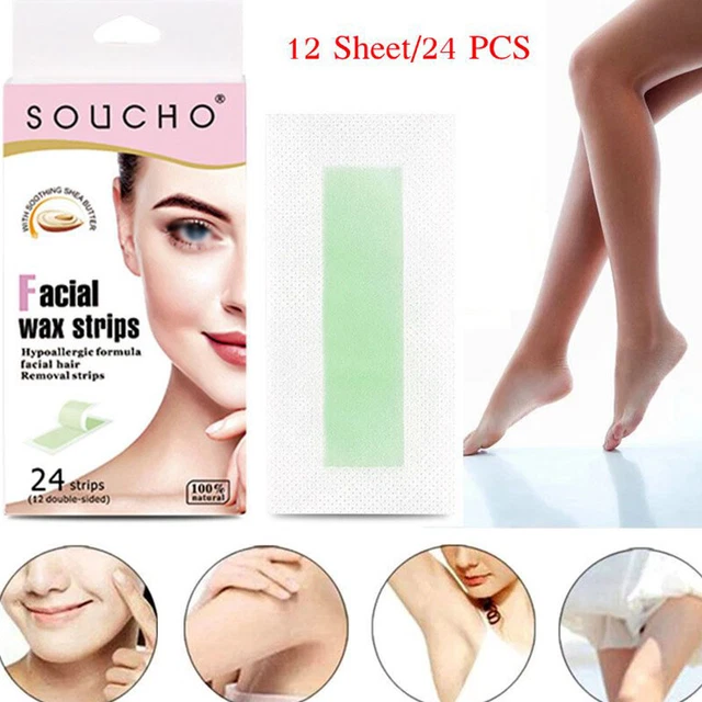 24Pcs / Set Épilation Cire Visage Dépilatoire non Tissé Bandes de Cire Corps .
