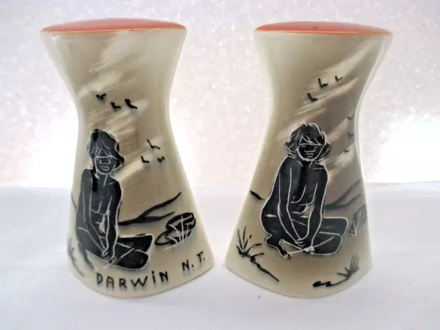 Retro Vintage Studio Anna Australian Pottery Salt & Pepper Shakers Darwin Nt