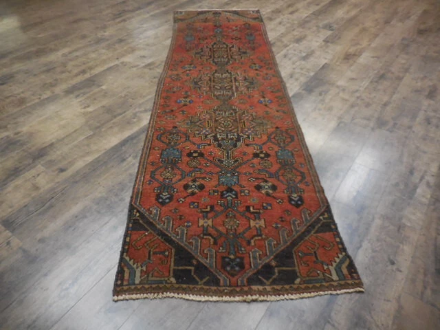 VINTAGE TURKISH HAND MADE GEOMETRIC ANATOLIAN VILLAGE MADE ORIENTAL RUG 2.6x8.8