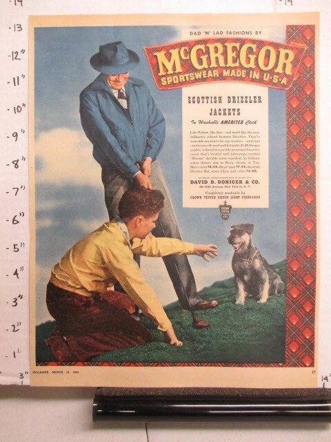 newspaper ad NYT 1945 MCGREGOR sportswear men's clothing Scottie dog golf jacket