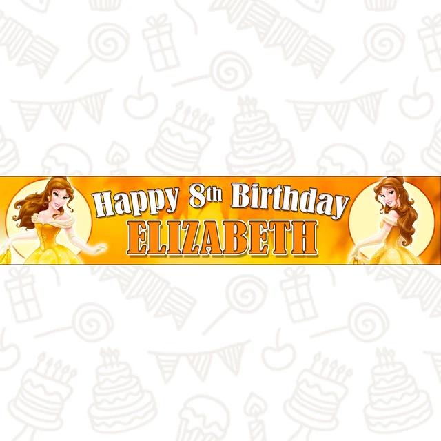 2 X PRINCESS Belle Personalised Birthday Banners Decoration Poster £4. ...