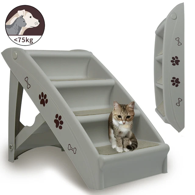 Klappbar Hundetreppe mit 4 Stufen Haustiertreppe Steighilfe Hundetreppe Leiter
