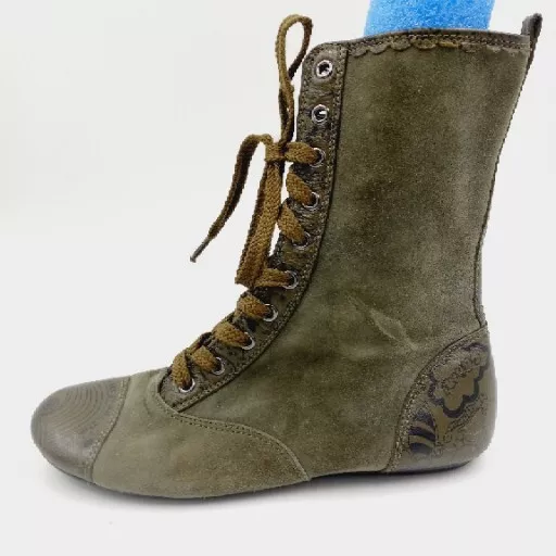 Marc by Marc Jacobs Green Suede Leather Combat Boots Size 35.5 Euro Lace Up Moto