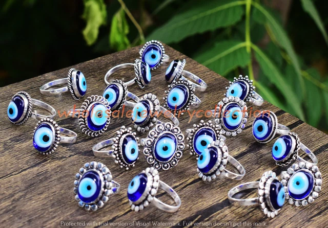 Evil Eye Gemstone Ring Wholesale 1pcs Lots Handmade Ethnic Jewelry RWJC-3832