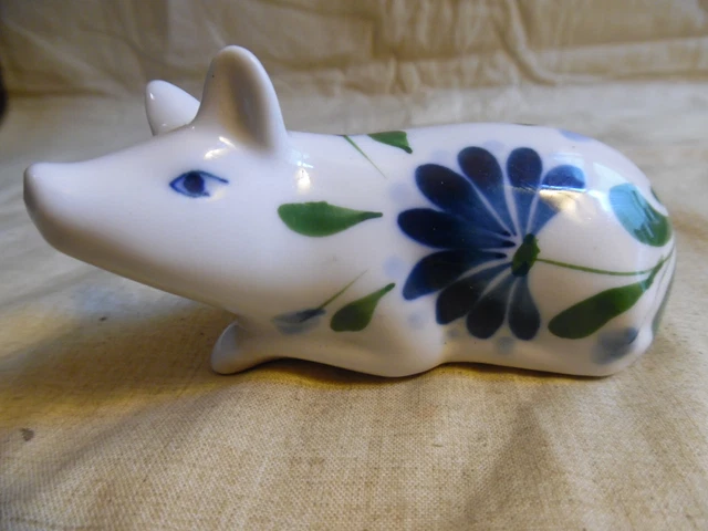 Vntage Ceramic Pig With Flowers By Dansk