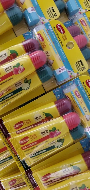 Carmex Lip Balm Tubes Bulk SPF 15 Chap Stick Cake Cherry  Straw Wintergreen 6951