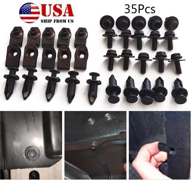 35Pcs Car Body Bolts & U-Nut Clips M6 Engine Cover Undertray Splash Shield Guard 35Pcs Car Body Bolts & U-Nut Clips M6 Engine Cover Undertray Splash Shield Guard