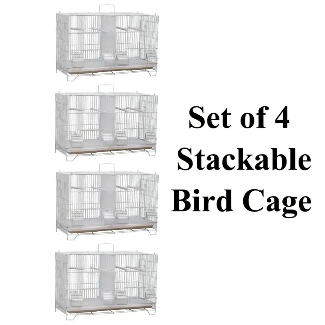 Set of 4 Breeding Bird Cage Stackable Finch Budgie Canary Removable Divider 60cm