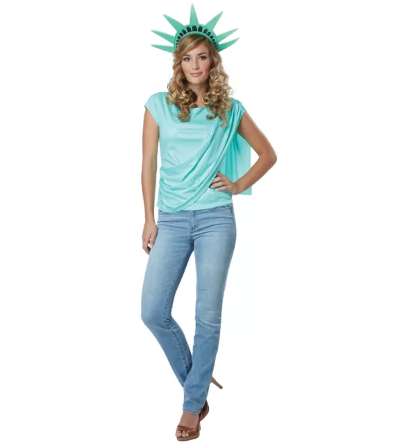 Miss Liberty Statue USA Independence Shirt Crown Torch Womens Costume Kit 2