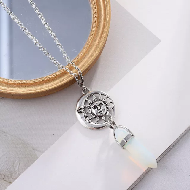 Natural Quartz Crystal Hexagonal Chakra Pendulum Stone Pendant Necklace Jewelry