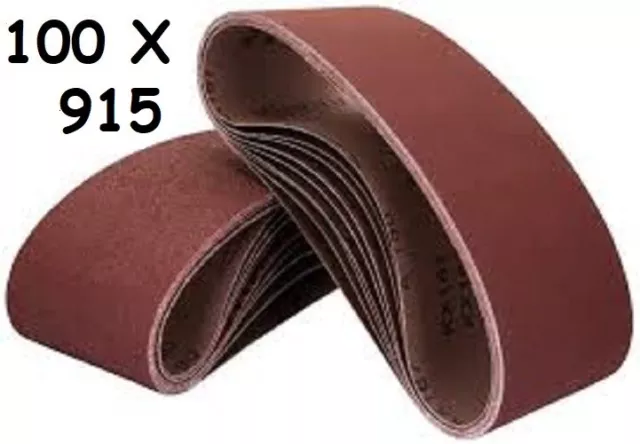 Sanding Belts 100mm x 915mm - 40 60 80 120 180 Grit Belt Sander Single/Mixed Pk
