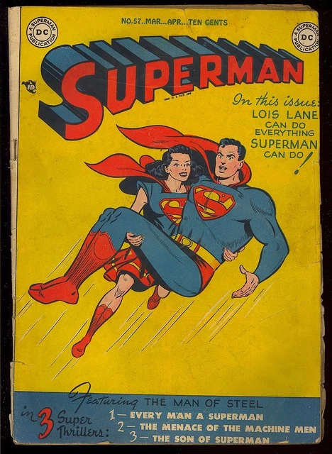 Superman #57 Lois Lane as Superwoman Golden Age DC Superhero Comic 1949 GD+