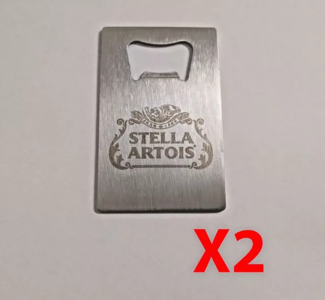 x2 Stella Artois Credit Card Bottle Opener Beer Bottle Stainless Steel Blade