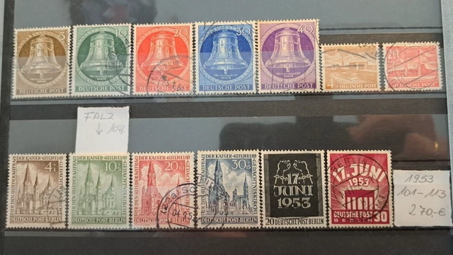 Briefmarken SPITZENWERTE Berlin Jahrgang 1953 gestempelt. Michelnummer 107 Falz