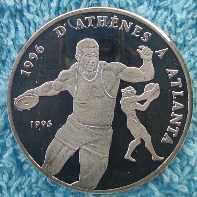 CONGO, REPUBLIC 1000 francs 1995 KM#23 Atlanta Olympics SILVER 0.999-20 gr....