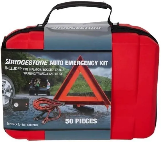 Bridgestone Auto Safety Emergency Kit Tire Inflator Booster Cable LED Flashlight