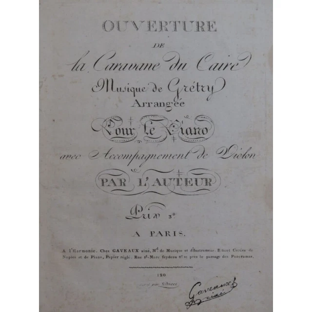 GRÉTRY André La Caravane du Caire Ouverture Piano ca1790