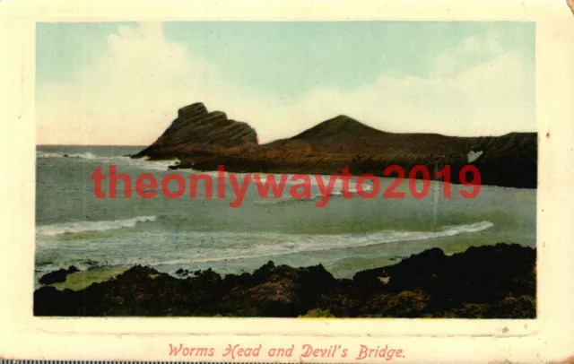 Worms Head & Devils Bridge, Wales,  Friths Postcard, 1919