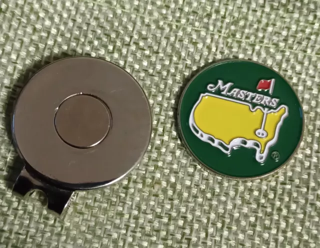 25mm diameter Masters golf ball marker - bonus Magnetic hat clip