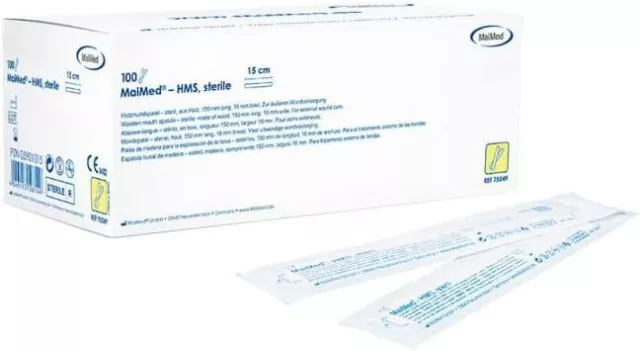 MaiMed 05901015 Sterile Mundspatel, 15cm x 1.8cm, 100 Stück