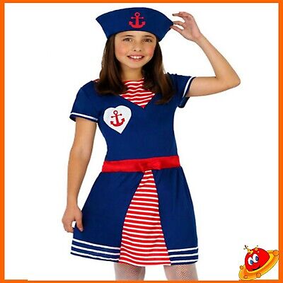 Costume Carnevale Ragazza Bambina Marinaia Marinaretta Sailor Tg da 3 a 9 anni