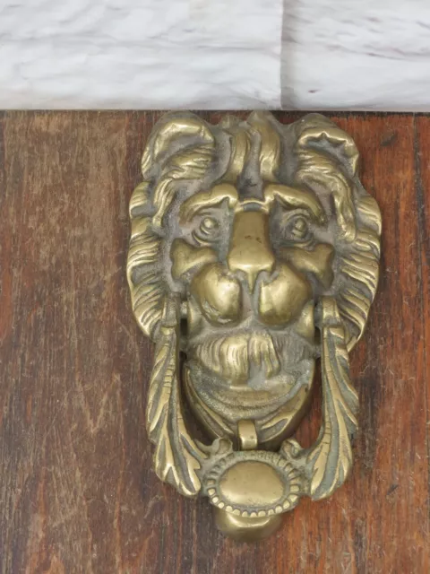 Antique Victorian Brass Lion Head Door Knocker Lions Architectural Old Vintage