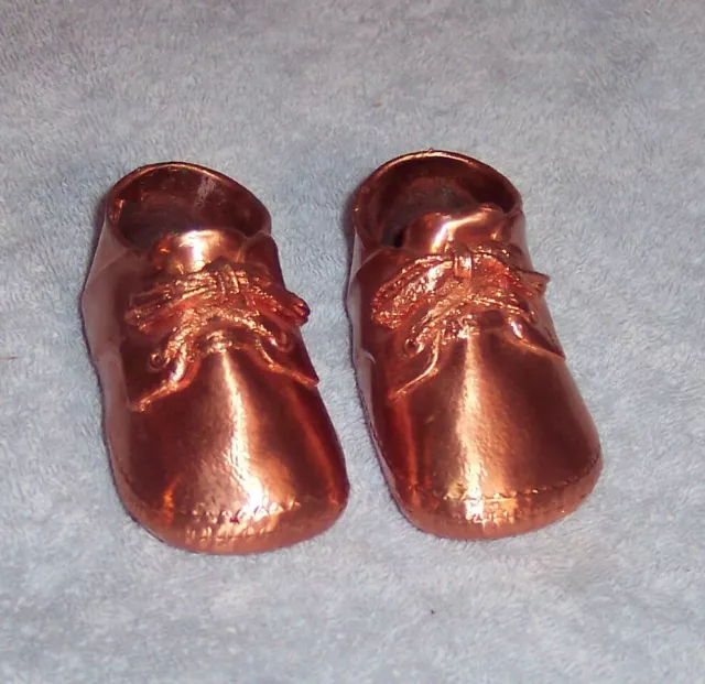 Vintage UNIQUE OLD BRONZE BABY SHOES Collectible Or Display