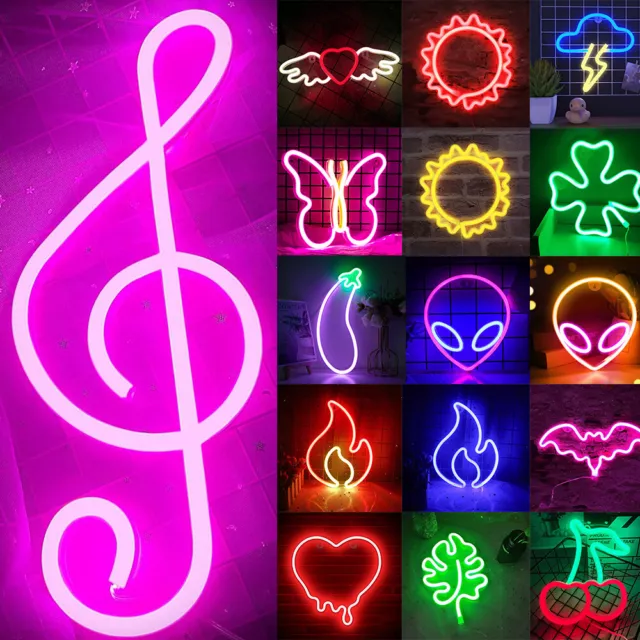 LED Neon Sign Lights Xmas Halloween Wedding Party USB/Battery Decor Night Light 2